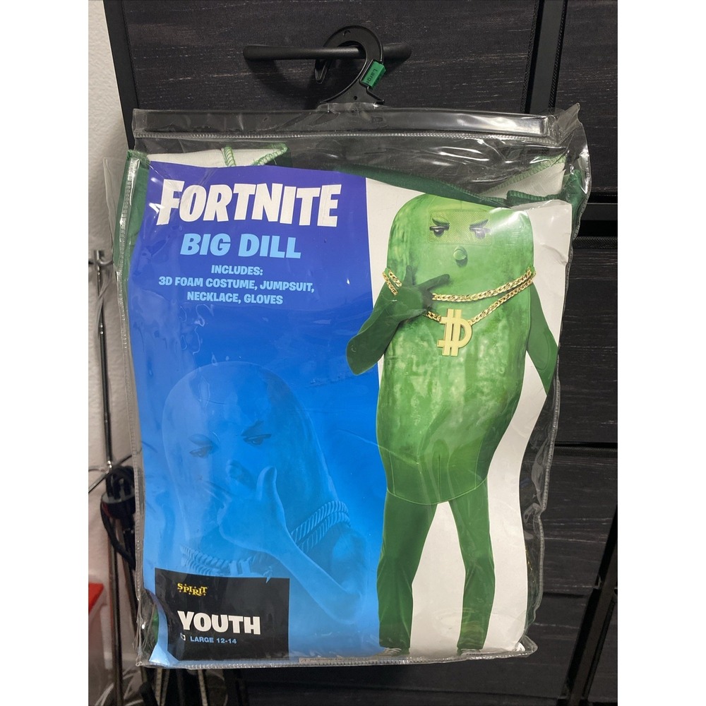 Spirit Halloween Big Dill Costume - Fortnite Size Youth Large 12-14